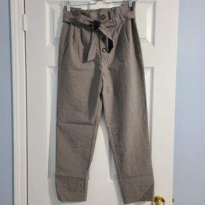 Zara Brown & Black Gingham Tied Trousers